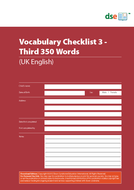 Vocabulary Checklist 3 - Third 350 Words - PDF Edition